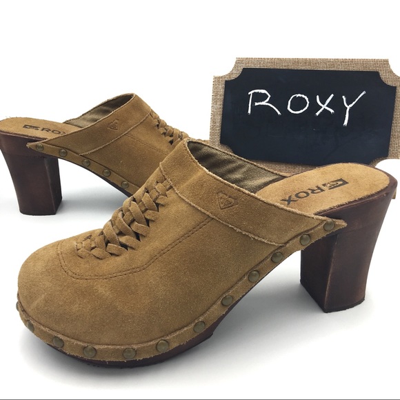 Roxy Shoes - ROXY Clogs 10 Brown Tan Suede Mule Heel Shoes